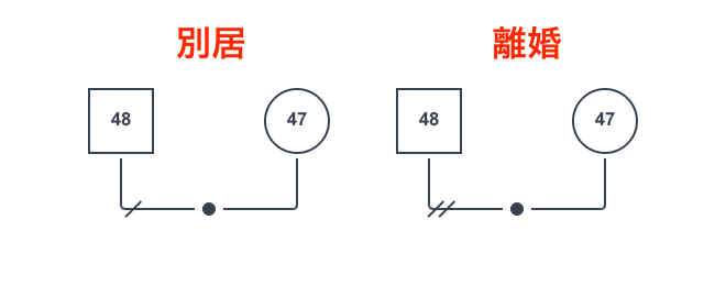 別居と離婚のジェノグラムの例